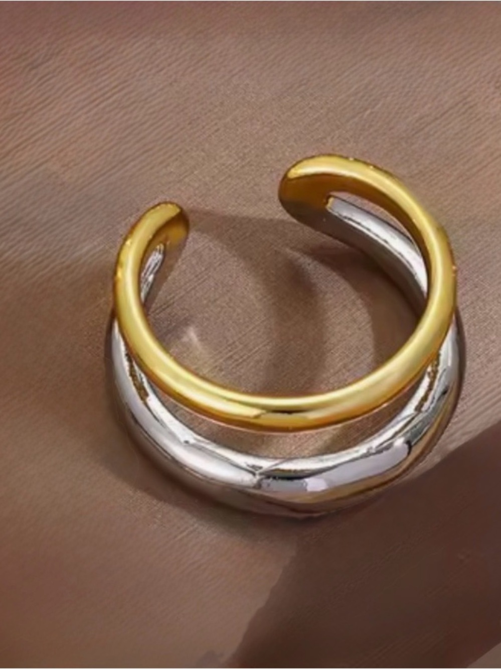 NEW Gold and Silver Open Cuff Ring Minimalist Jewelry Demarson STYLE JL25